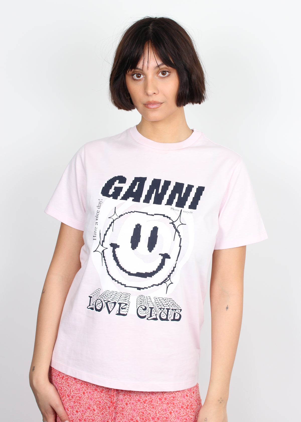 GANNI T3139 Smiley T-shirt in Light Lilac