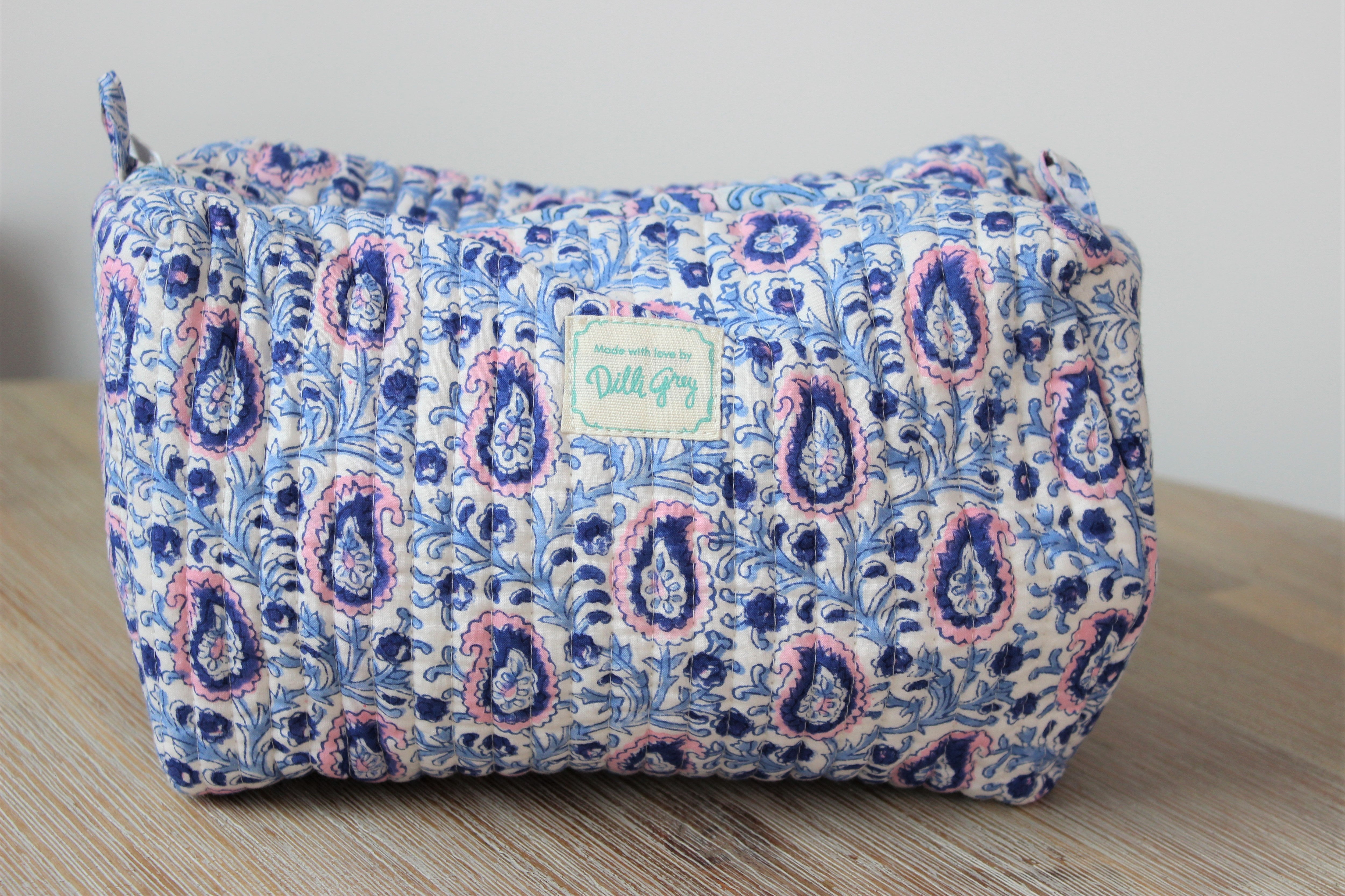 DG Paisley Cosmetic Case in Blue & Pink