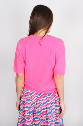 Jumper 1234 bobble neon-pink cashmere jumper