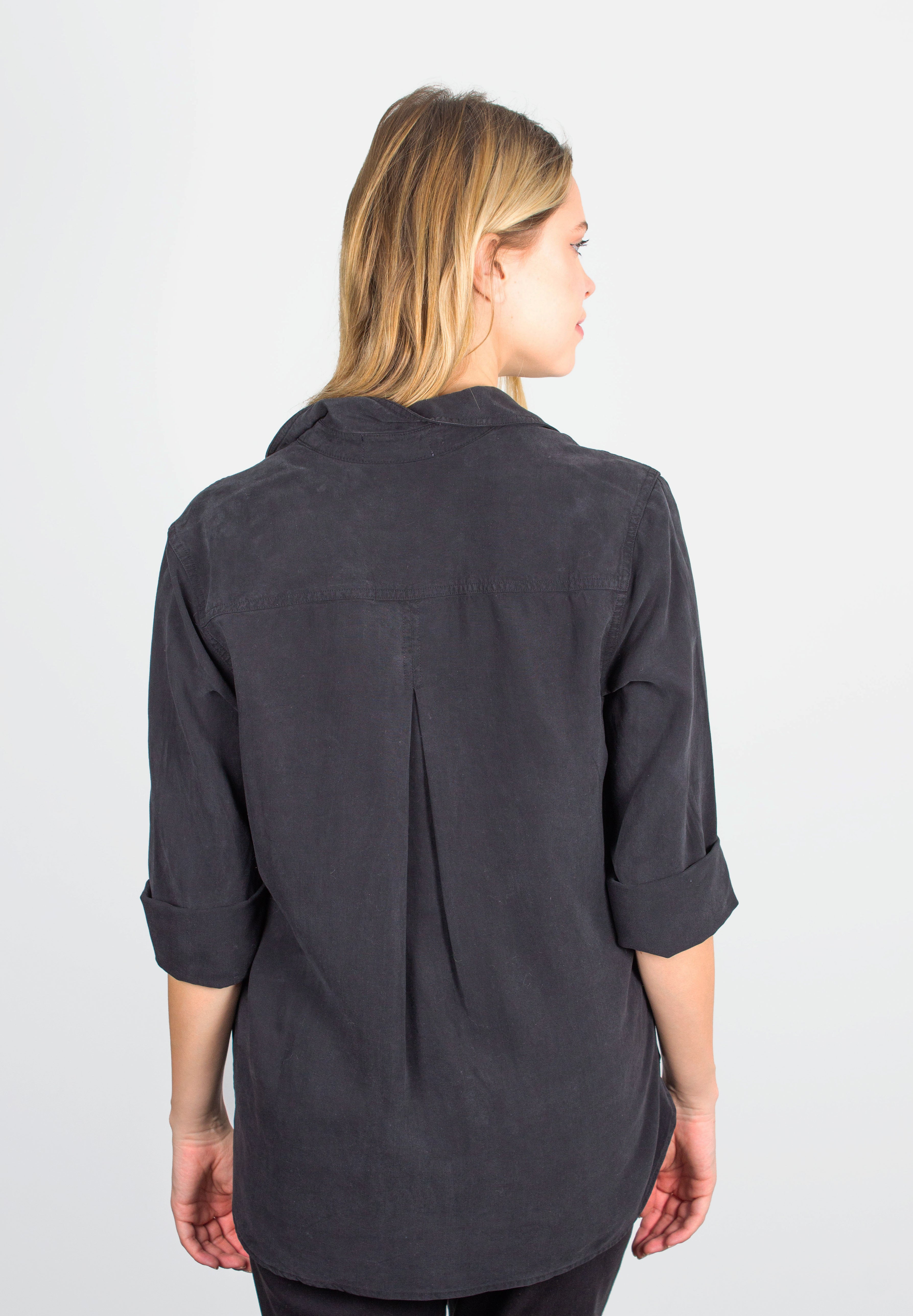Bella Dahl button-down vintage black crepe shirt