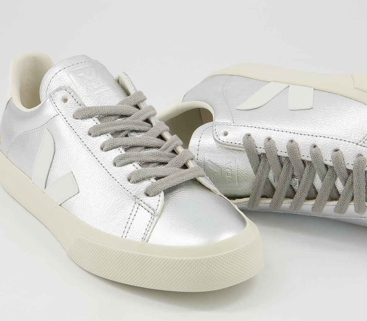 VEJA Campo Chromefree Trainers in Silver White
