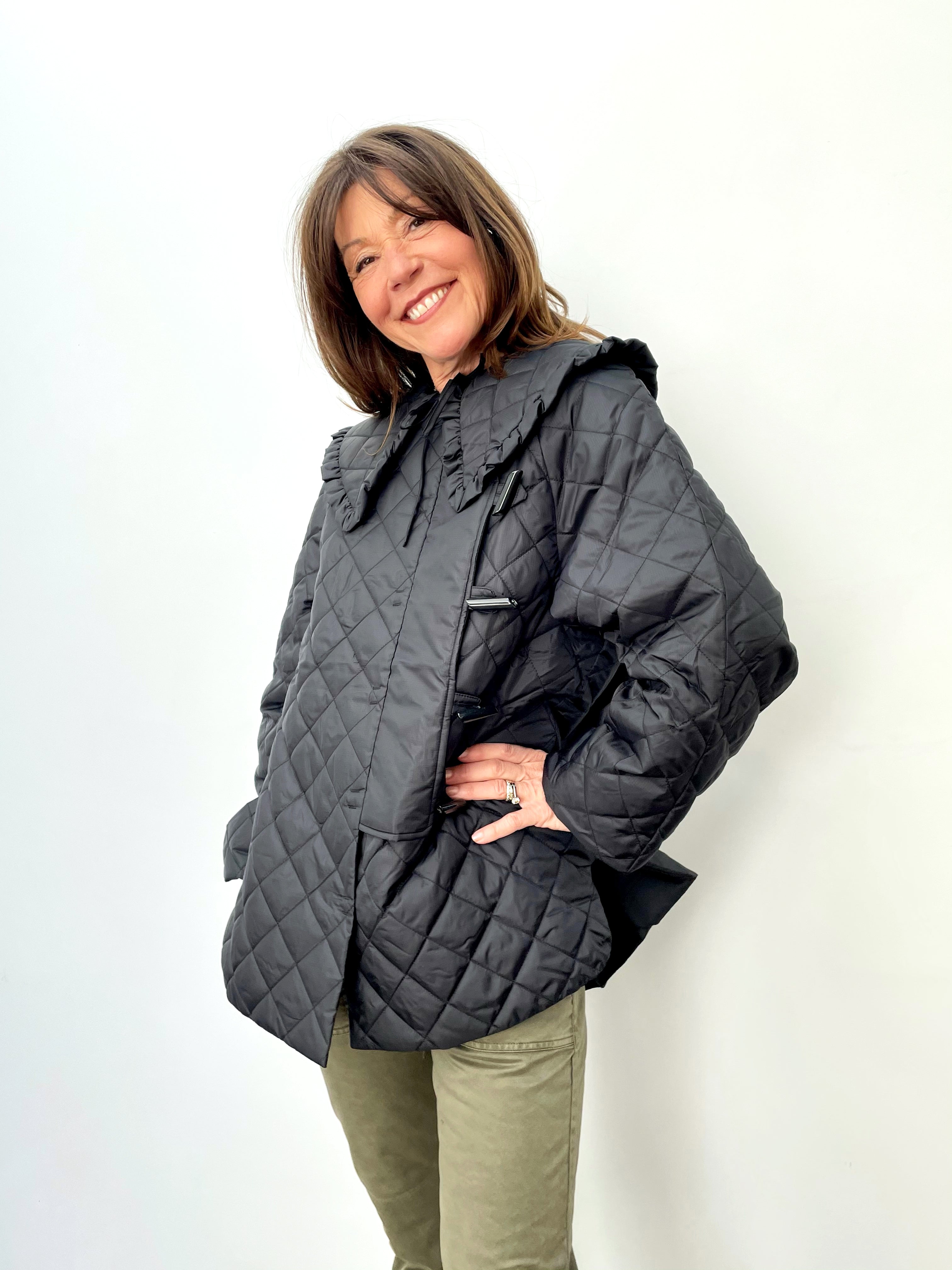 GANNI F5812 Recycled Ripstop Quilt Coat in Black