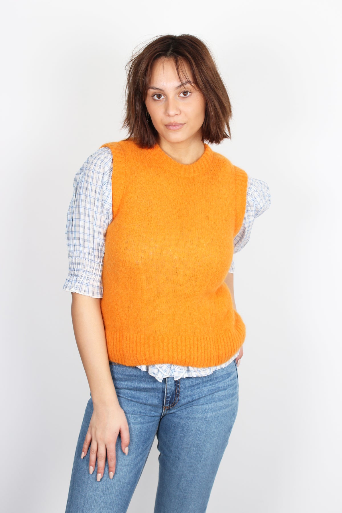 Leon & Harper Mochi sleeveless orange knit