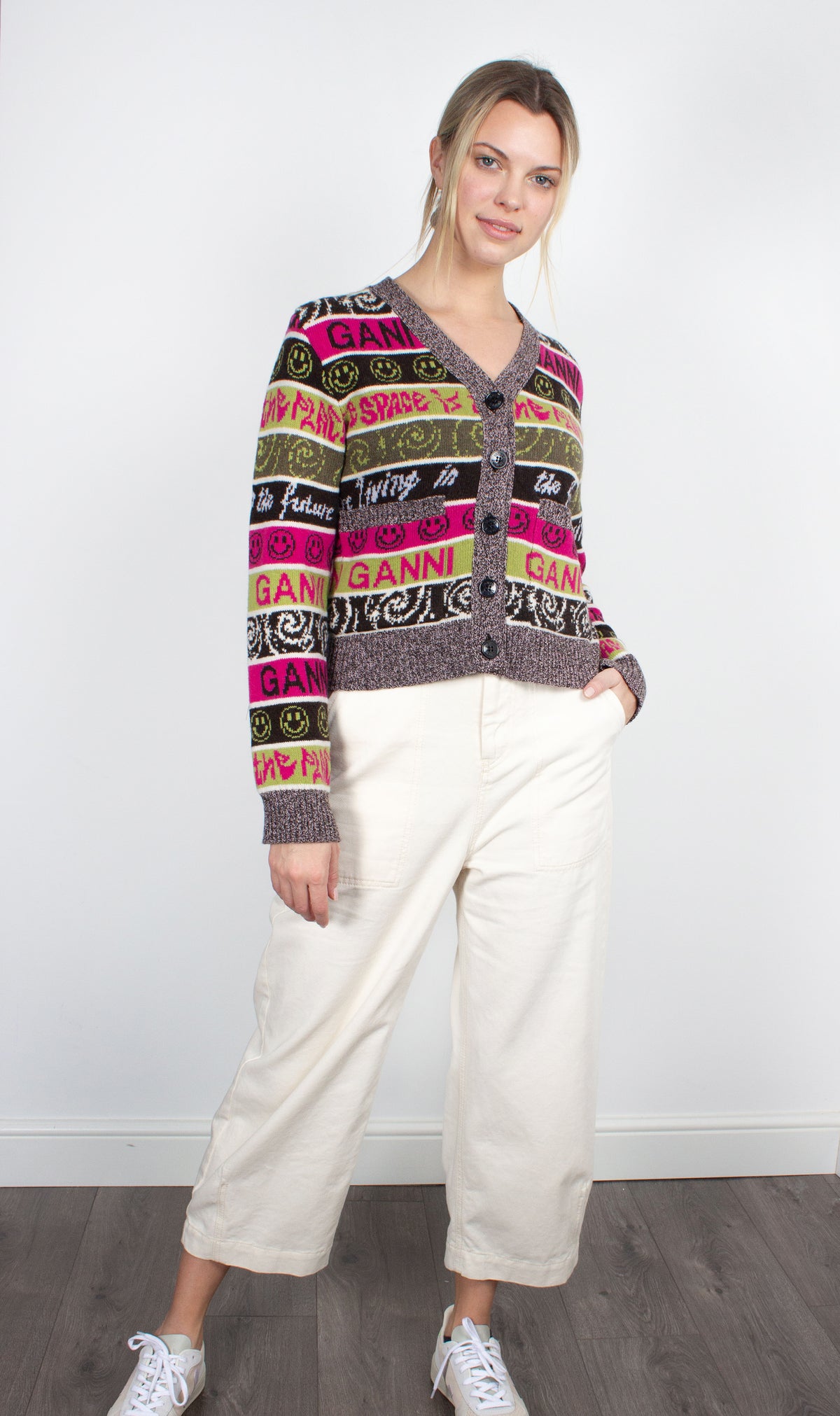GANNI Wool Mix Cardigan in Multicolour