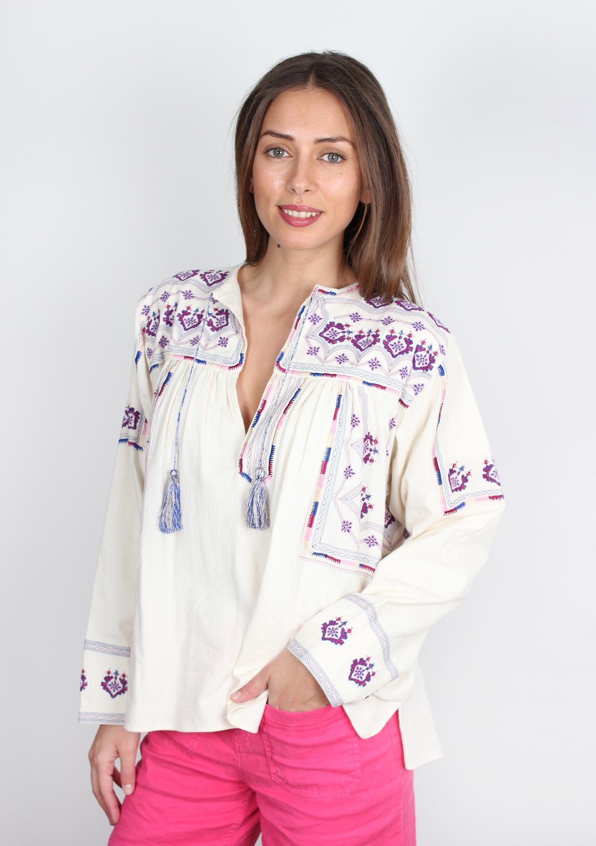 Isabel Marant Étoile embroidered cotton ecru blouse