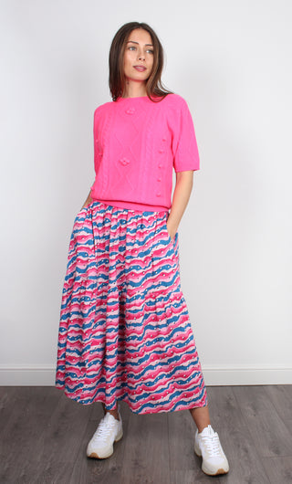 PPL Lea Skirt in Squiggle Star 01 in Pink & Blue