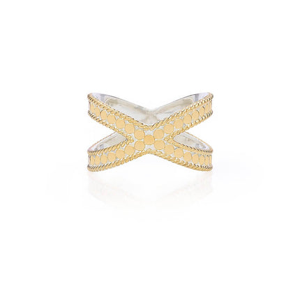 AB6460R gold and silver cross ring