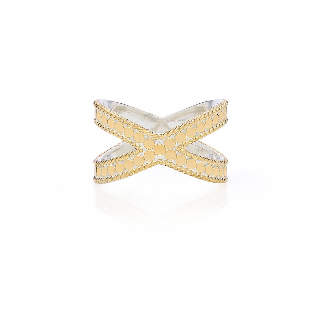 AB6460R gold and silver cross ring