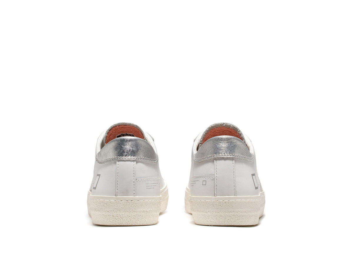 D.A.T.E Hill Low Vintage Calf in White Silver