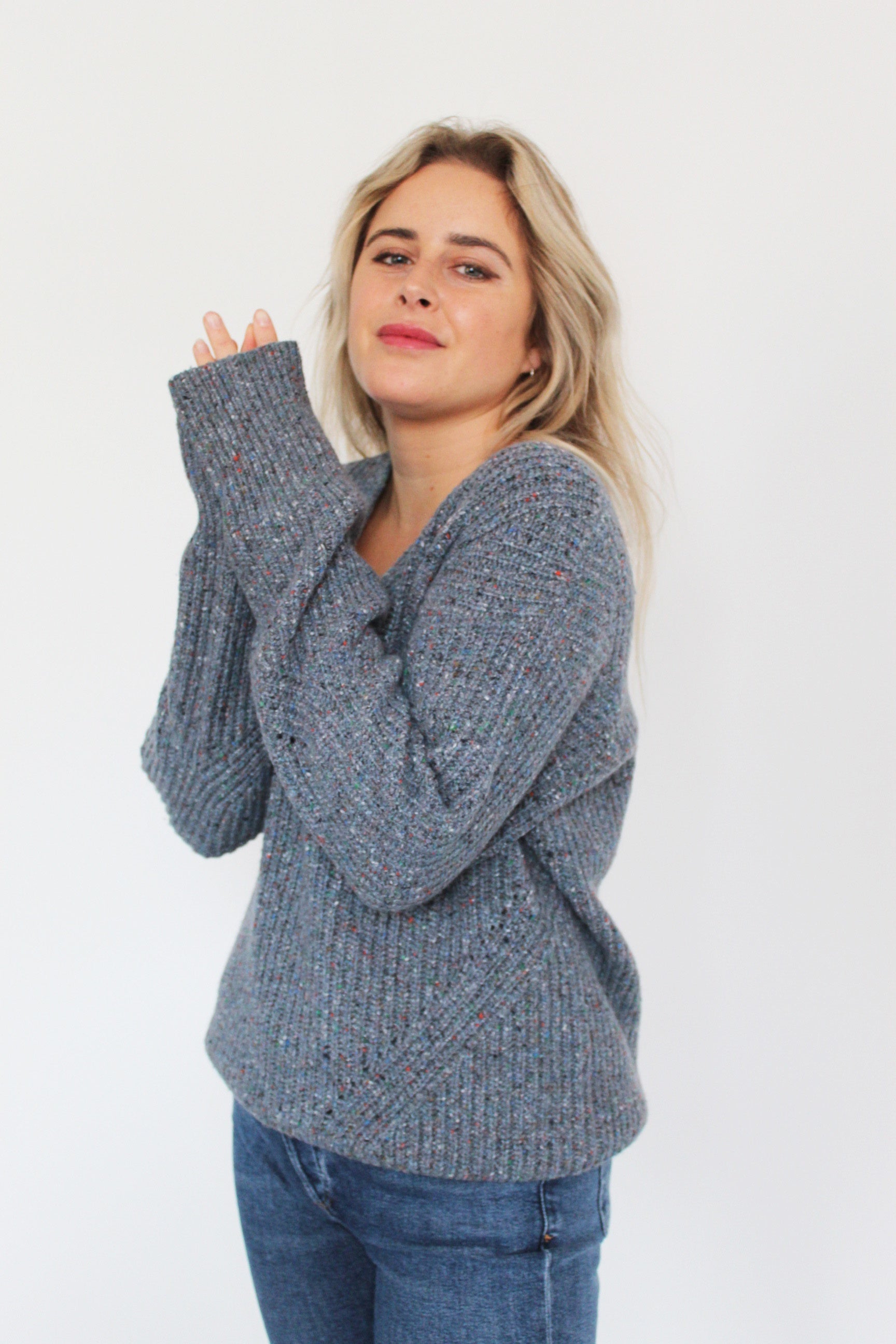 R&B Eco Donegal Jumper in Blue