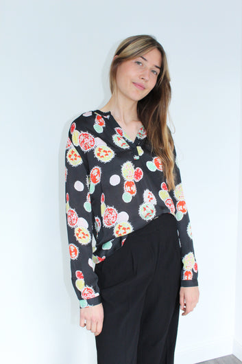 PPL Sandy Open Shirt in Floral Attack 03 Multi on Black