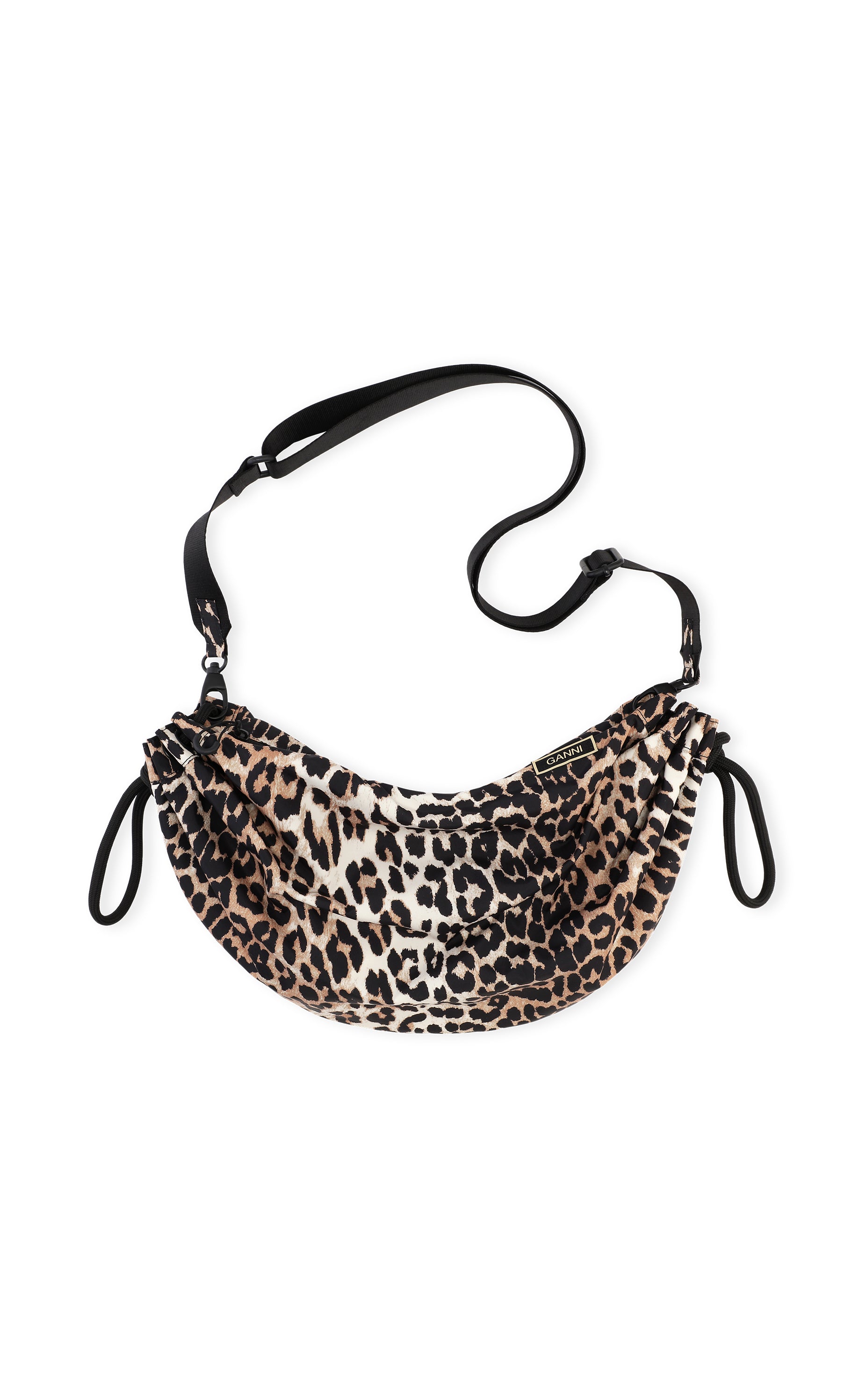 GANNI A3503 Recycled Tech Fabric Duffle Bag in Leopard