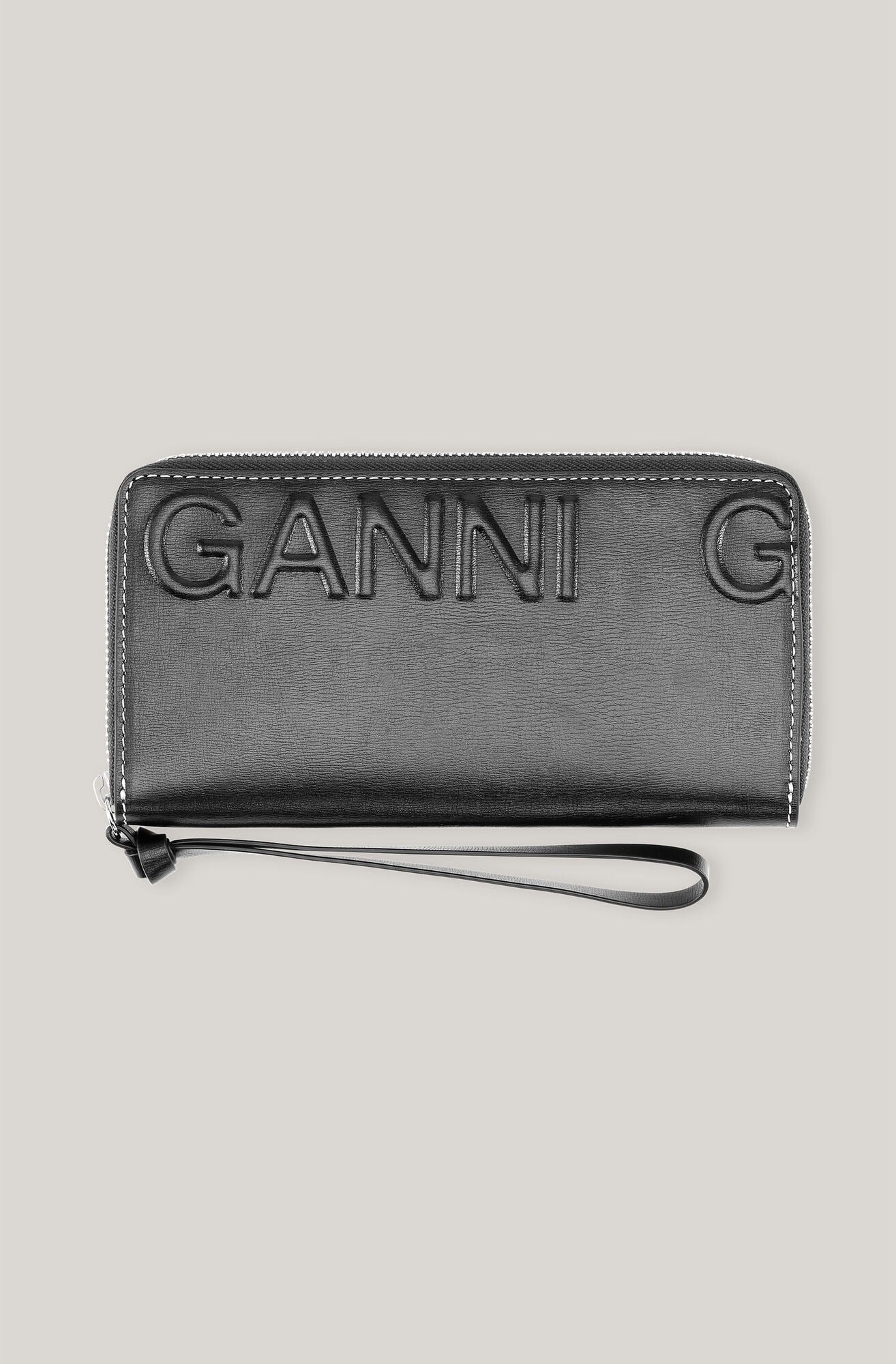 Ganni A3895 recycled-leather black wallet