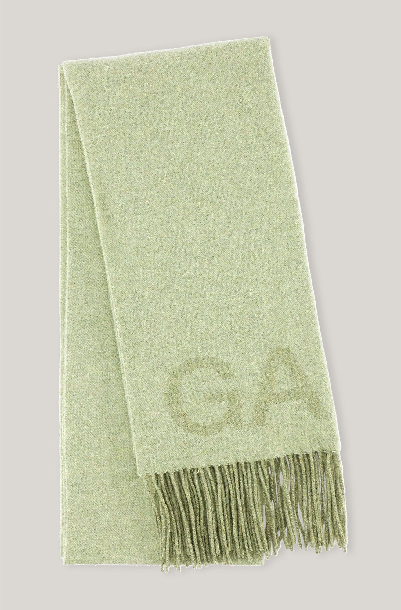 Ganni A3907 fringed wool scarf