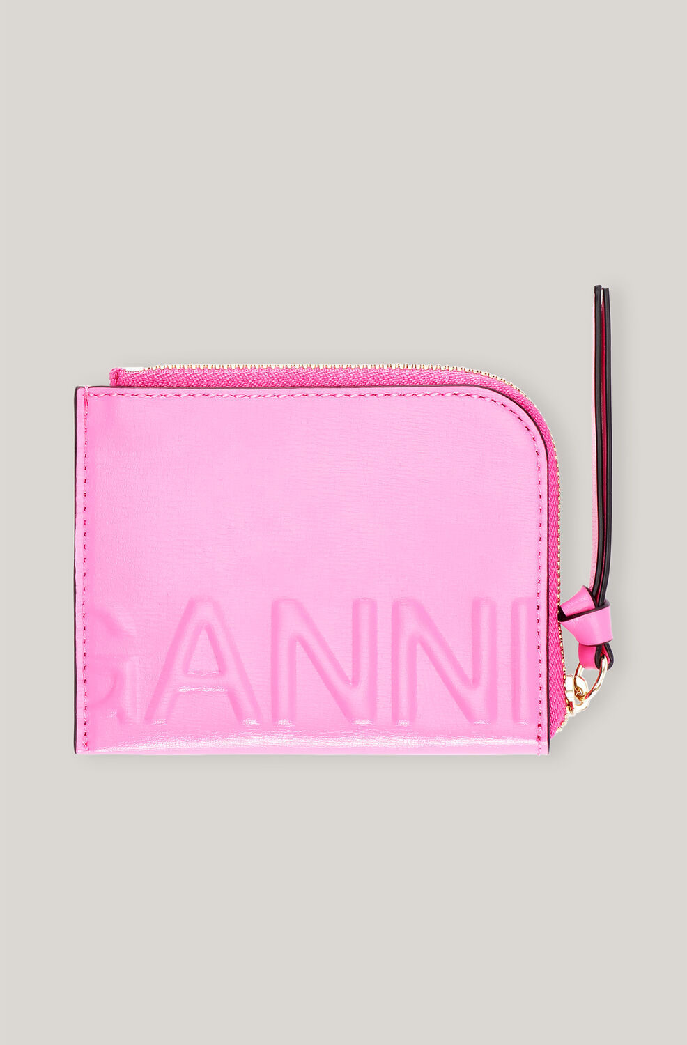 Ganni A4008 recycled-leather rose wallet