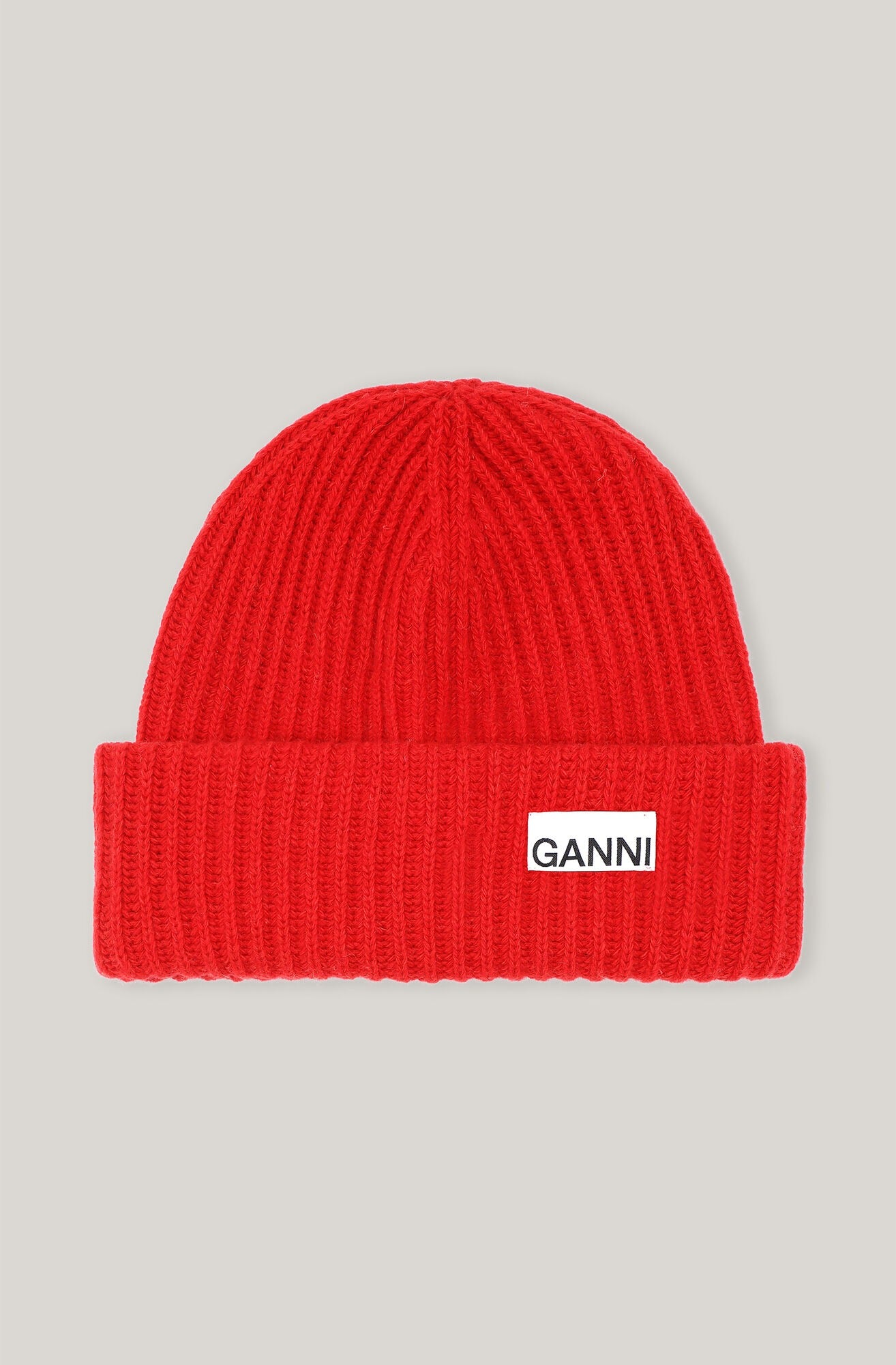 Ganni A4139 red wool beanie hat