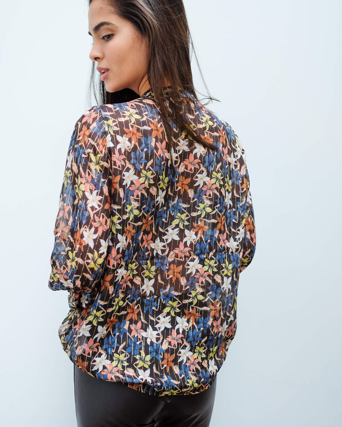 M Kickoff floral blouse in black