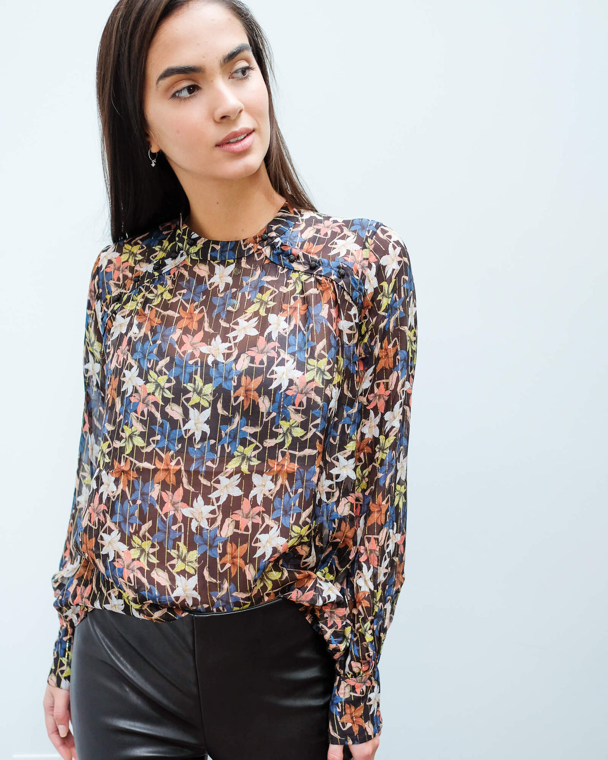 M Kickoff floral blouse in black
