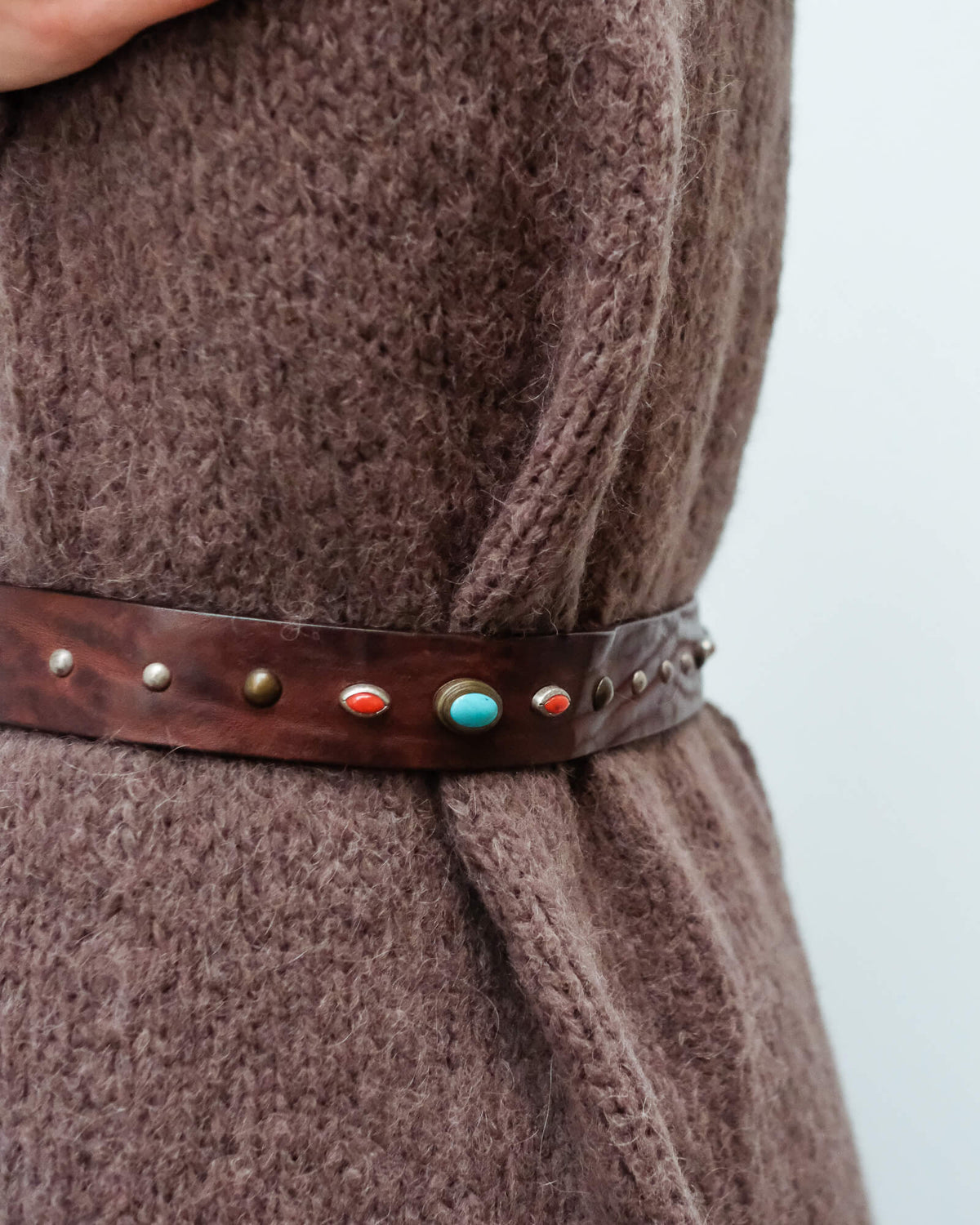 SW Rodeo studded belt in turquoise and red