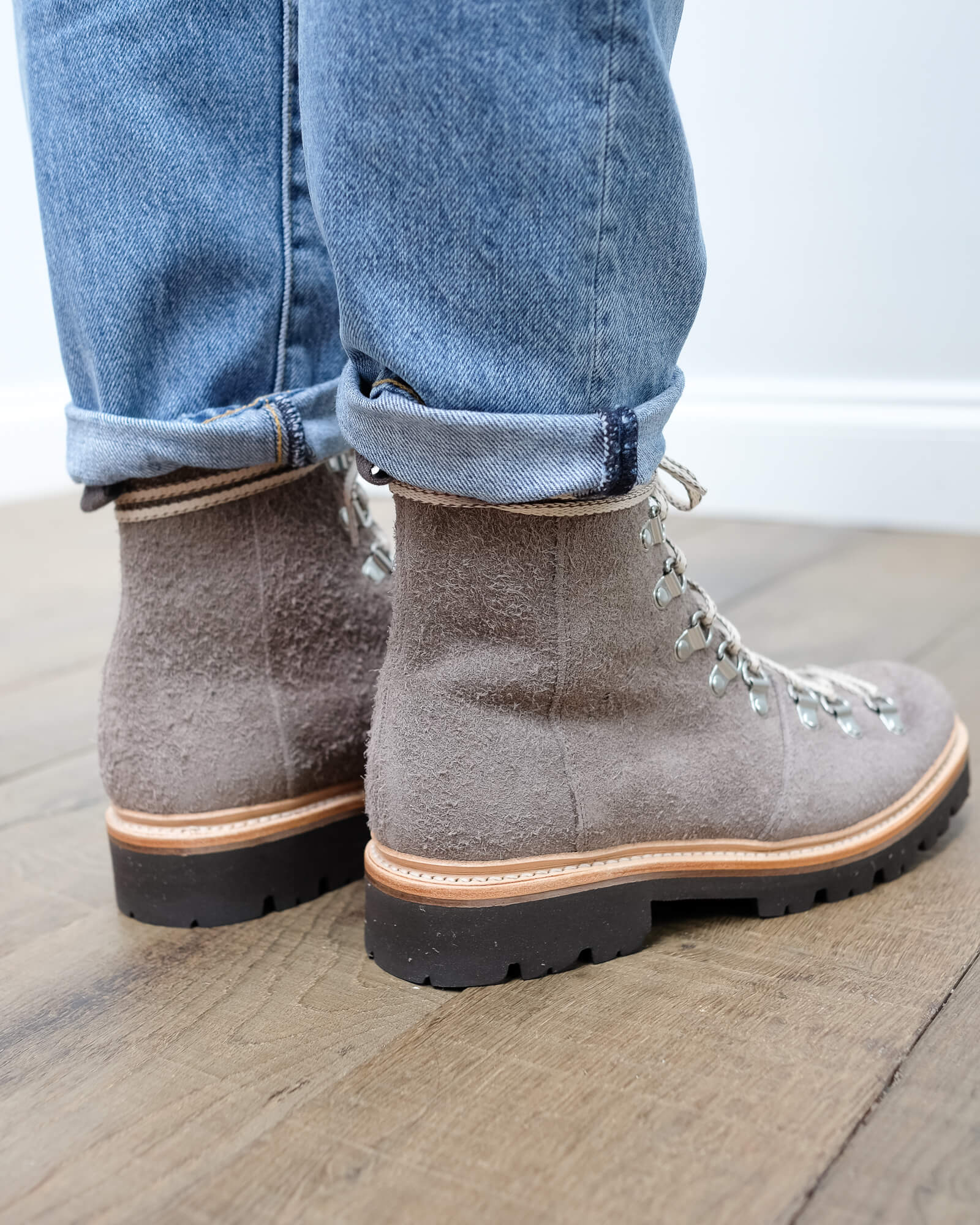Grenson Nanette vigogna shaggy suede boots in brown