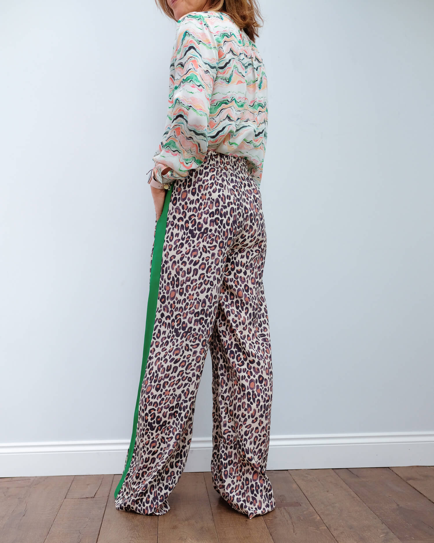 PP Kylie trousers in leopard 04/green stripe