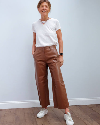 MM Atalia leather trouser in brown
