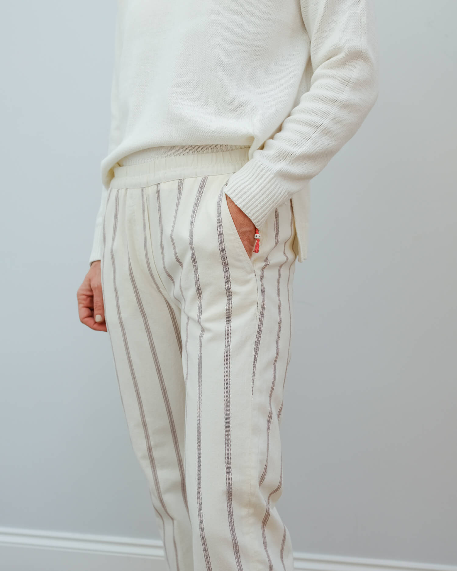 H Party trousers in terracotta stripes