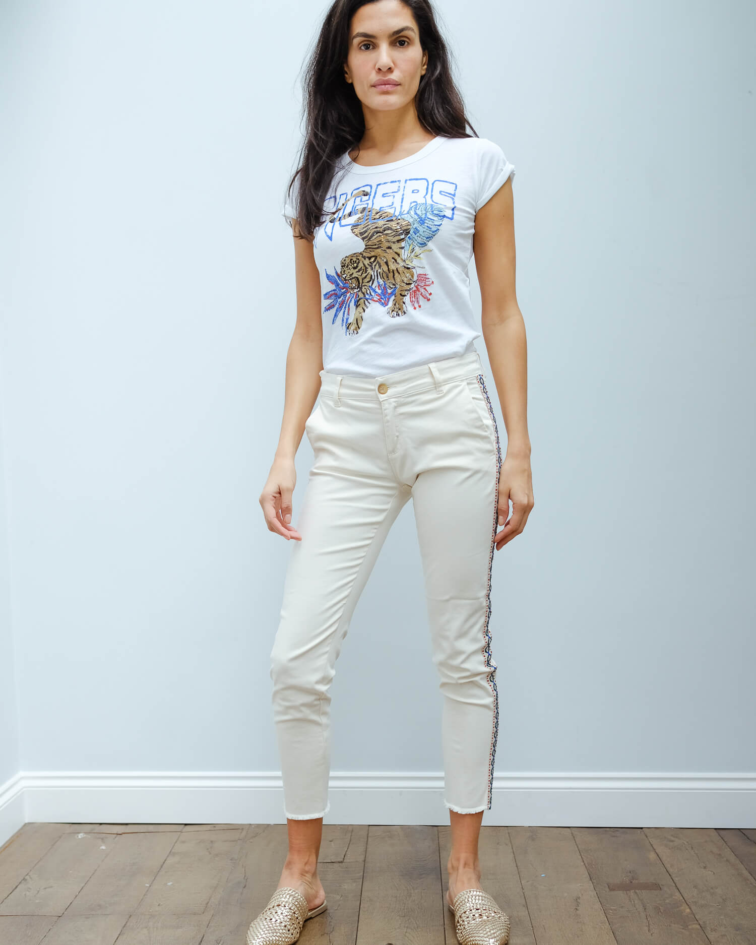FIVE Cathy cigarette trousers in off white