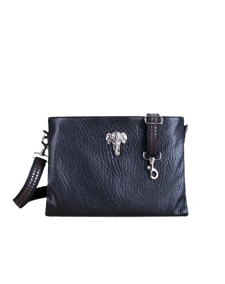 SLP Big Zaza Silver Elephant Bag in Black