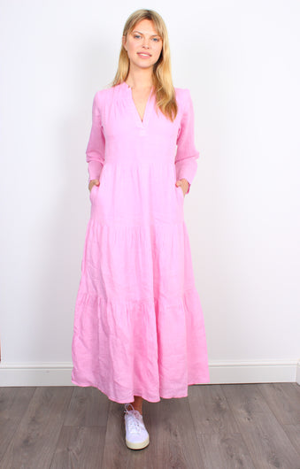 Dilli Grey Kate bon bon pink linen maxi dress