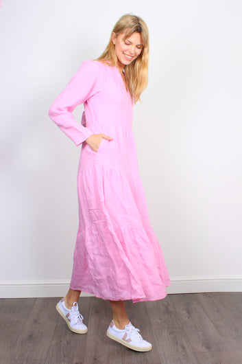 Dilli Grey Kate bon bon pink linen maxi dress
