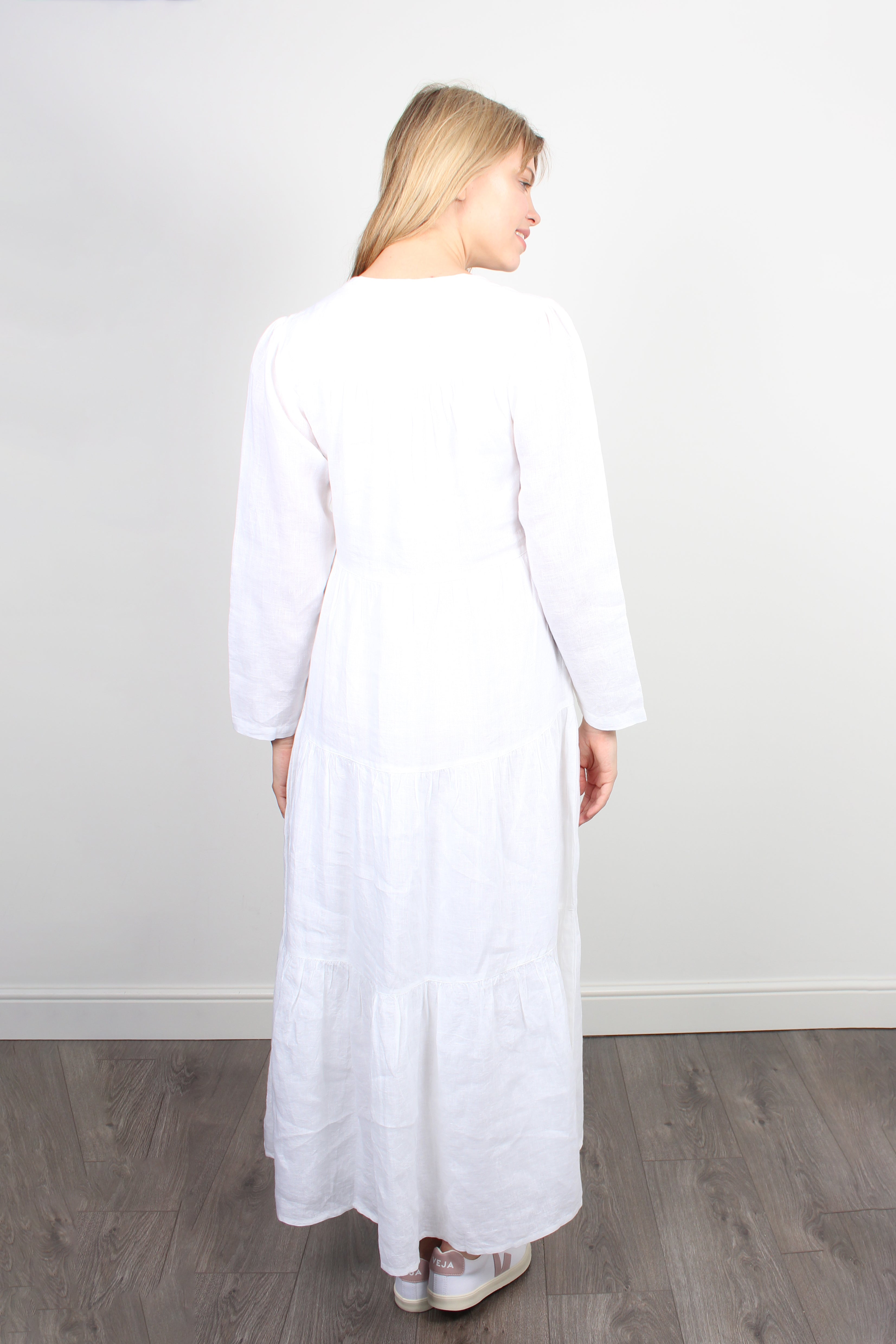 Dilli Grey Kate linen white maxi dress