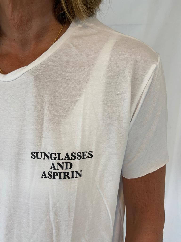 DTM Sunglasses & Asprin tee in white