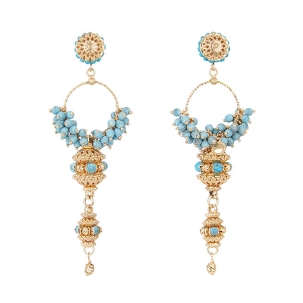 Turquoise hoop cluster earrings