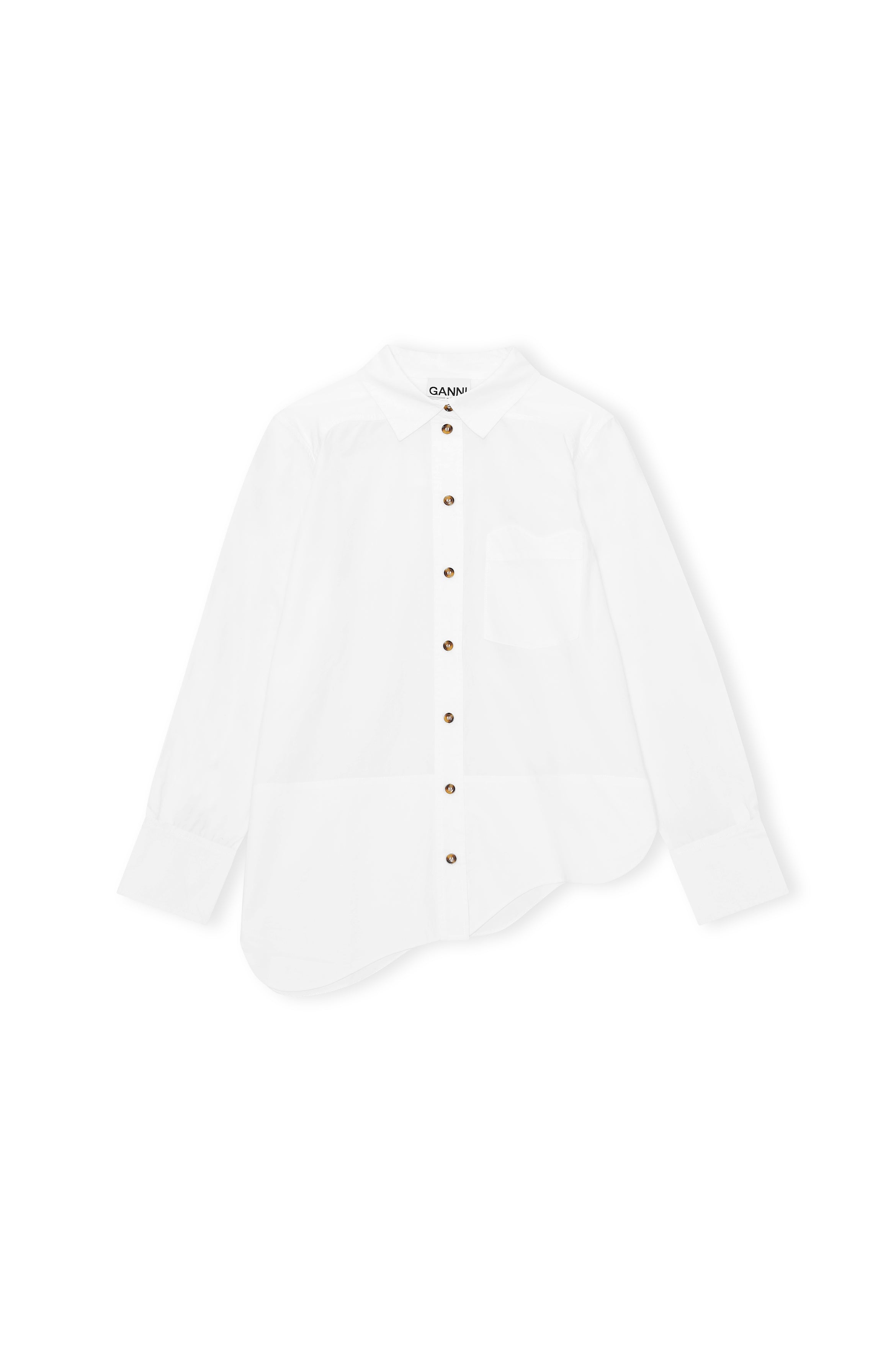 GANNI F6033 Cotton Asymmetrical Shirt in White
