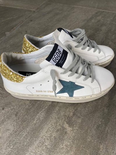 GG Hi star 945 in white with petrol star gold glitter