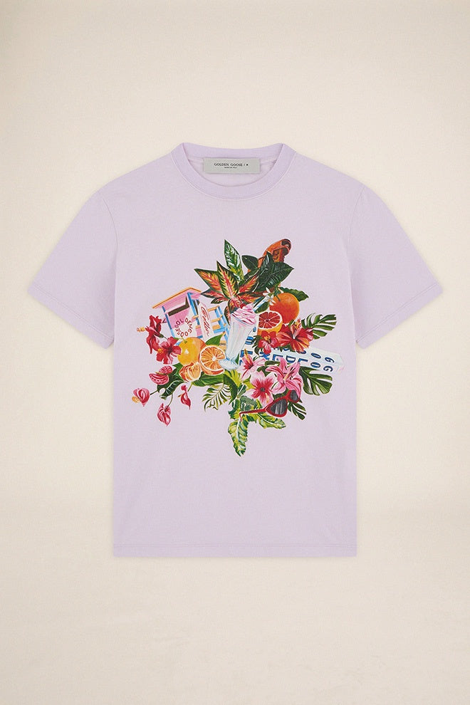 GG Golden Flowers and Sunglasses T-shirt in Multi
