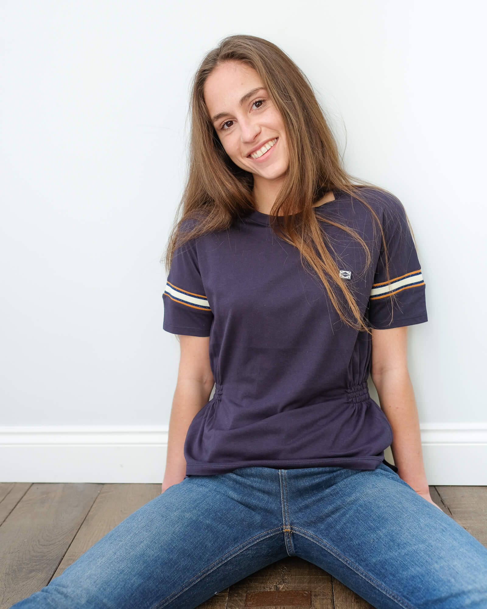 AB 151253 Soft tee with sporty rib detail in navy