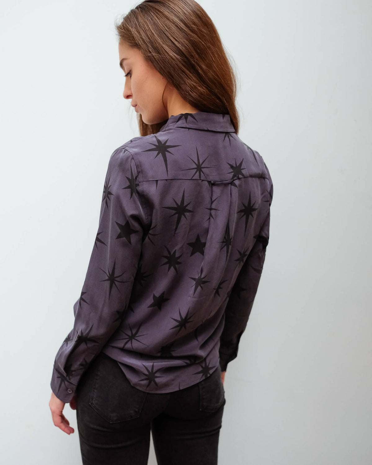 R Kate shirt in charcoal constellations