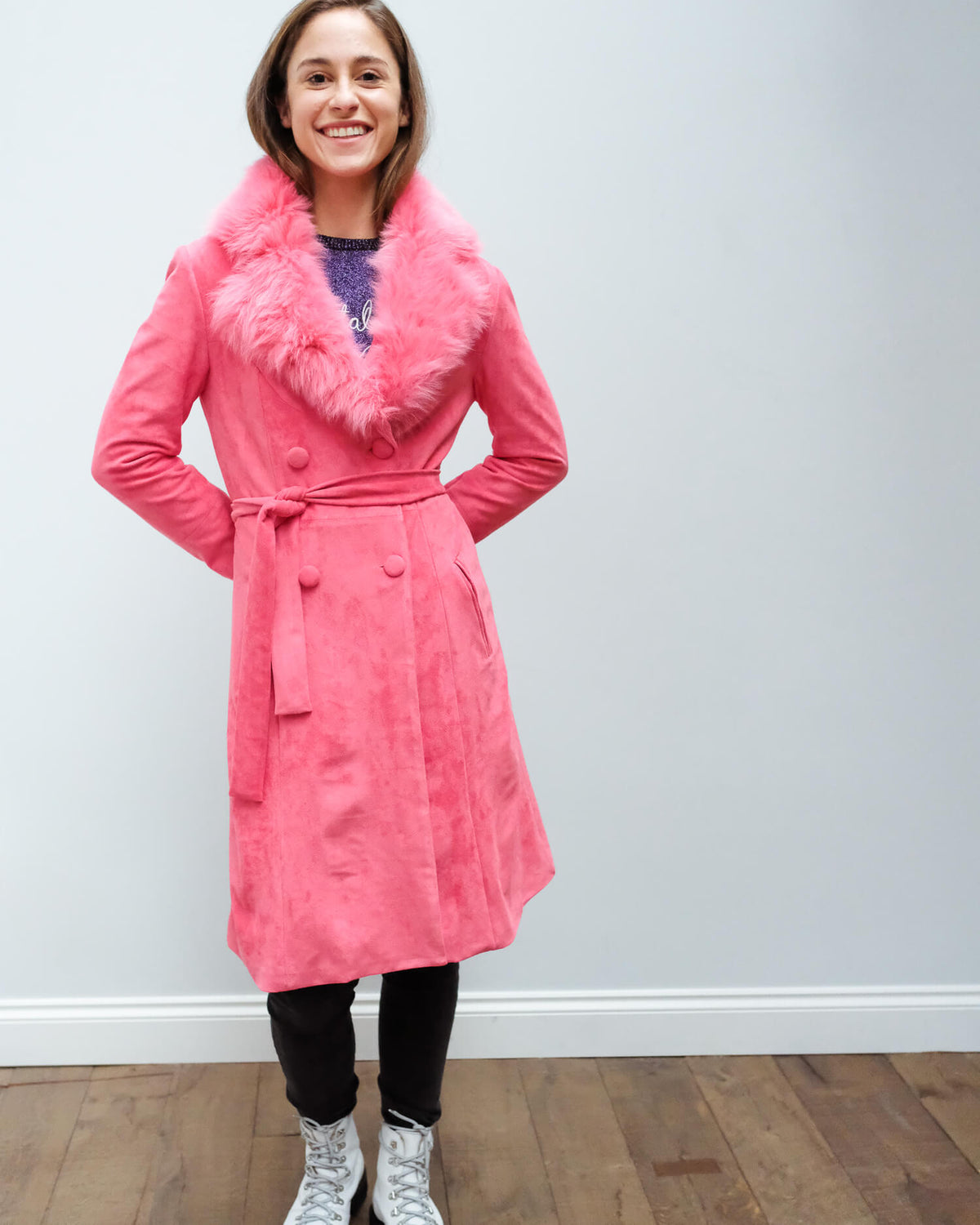CHS Carrie coat in raspberry pink