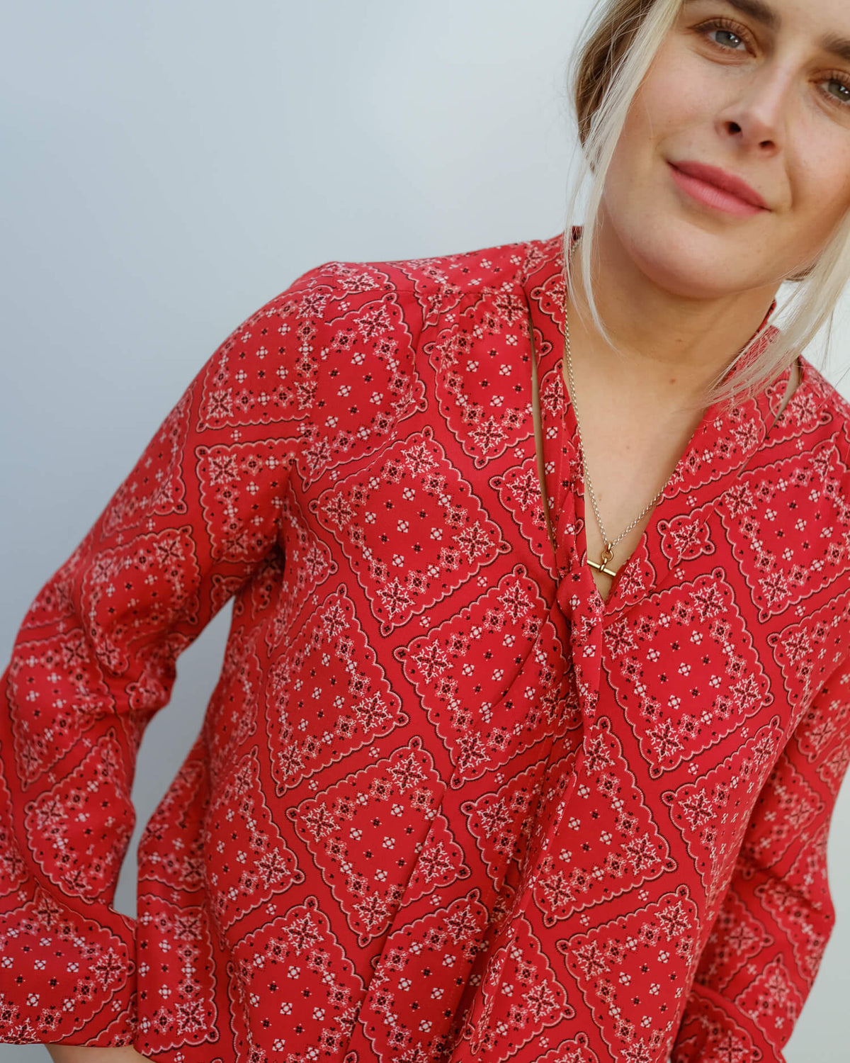RIXO Moss in scarf floral red
