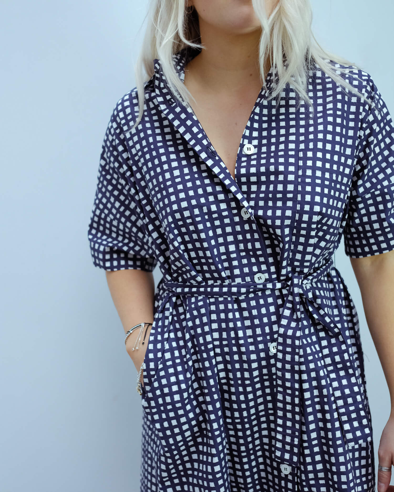 LOR Ni checked dress in navy