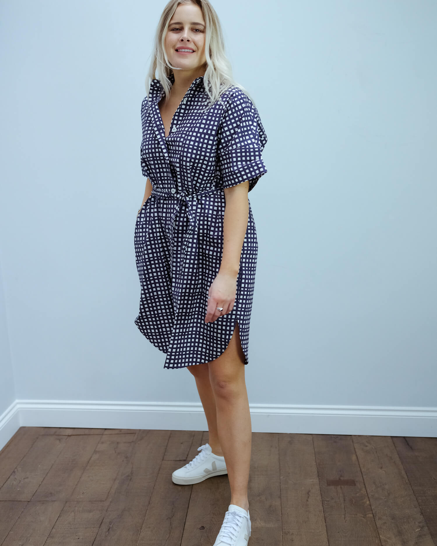 LOR Ni checked dress in navy