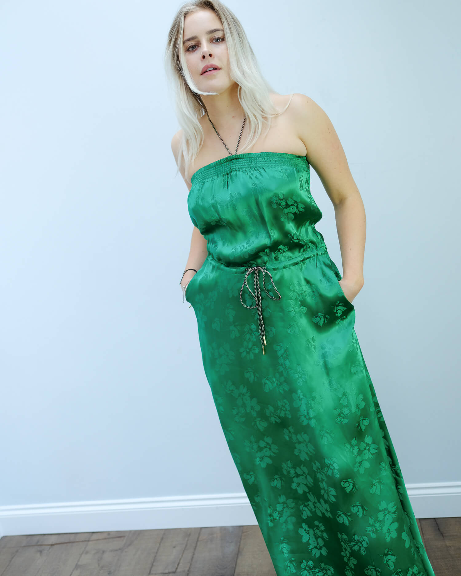 EA Vather strapless dress in green