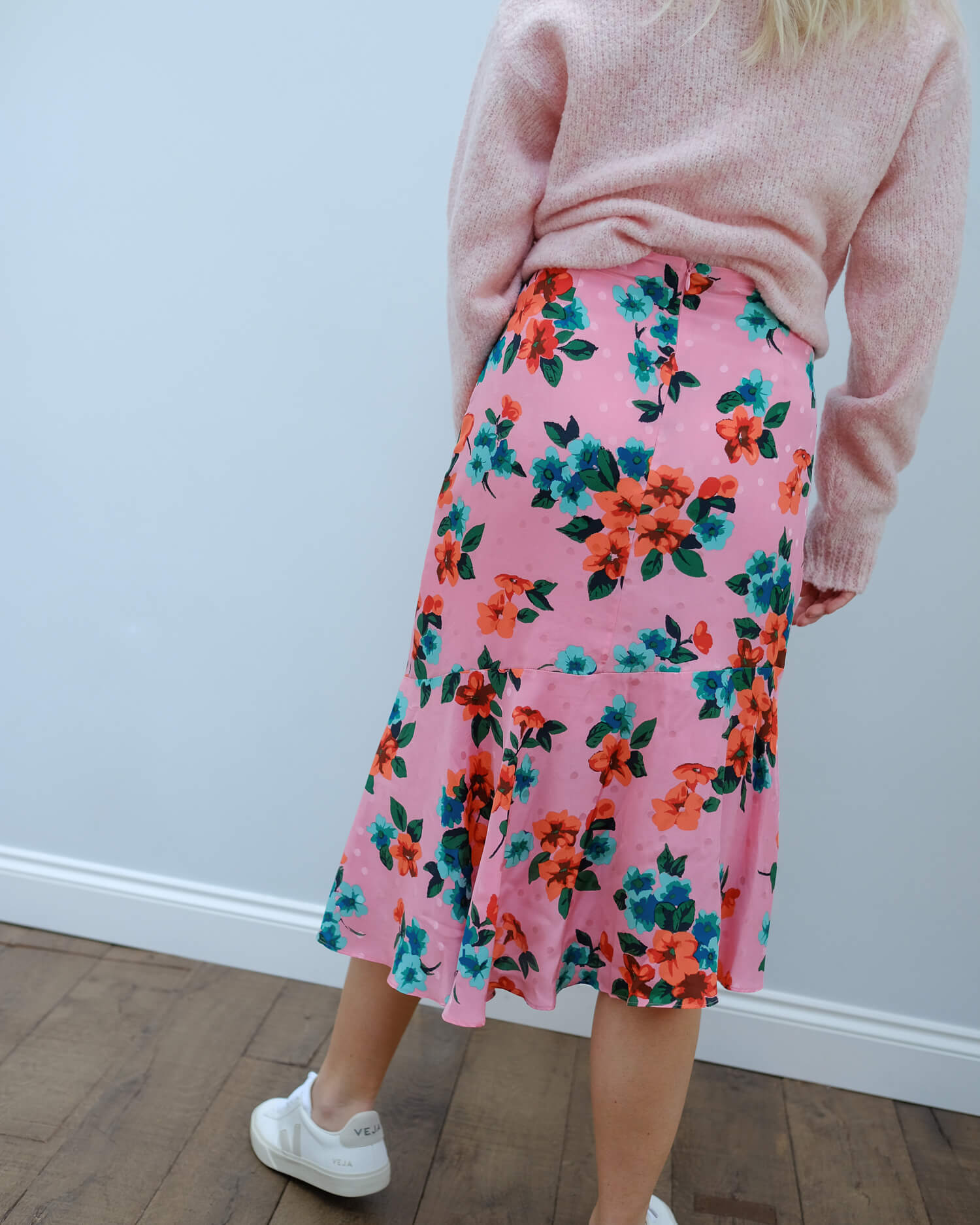 EA Varno asymmetric skirt in firenze fraise