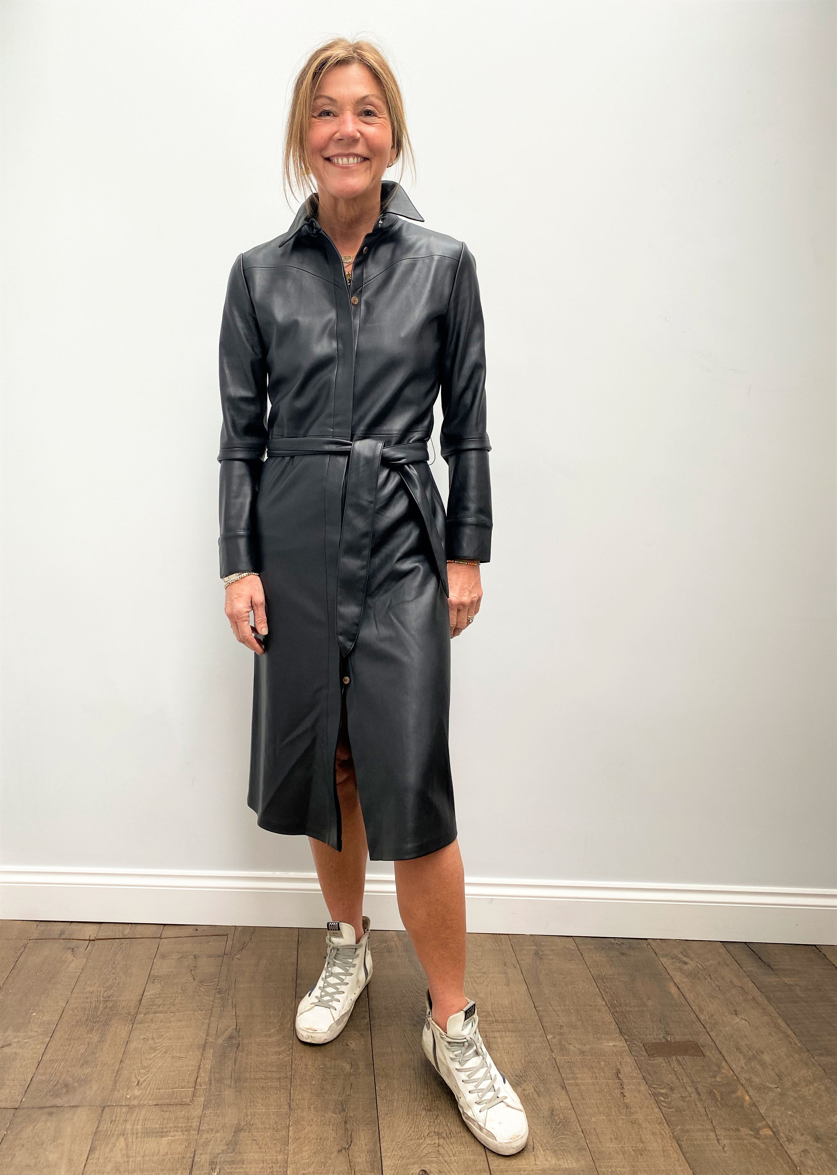 R&P Sandon faux leather dress in black