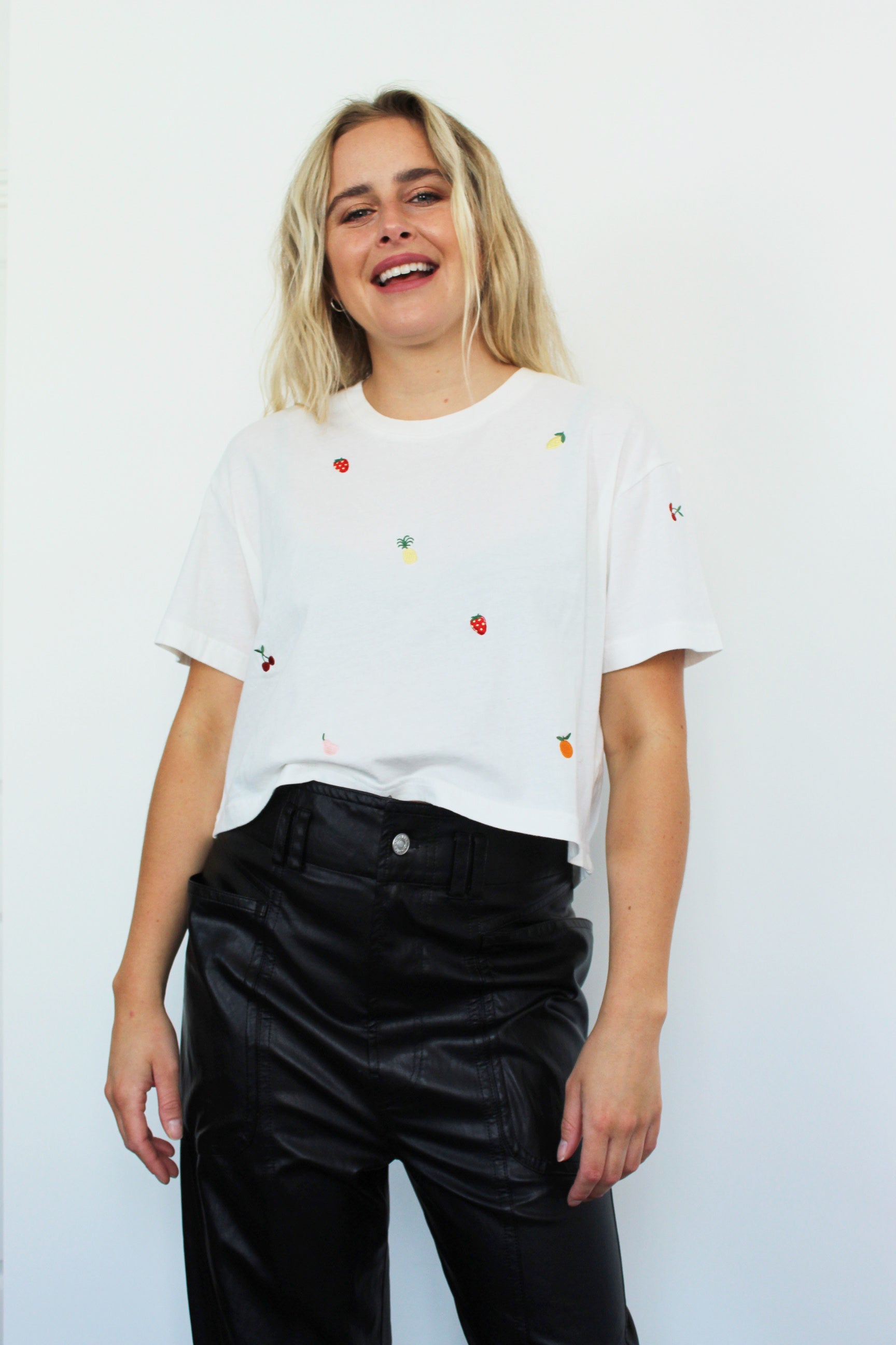 RAILS the Boxy Crew Top with Embroidery