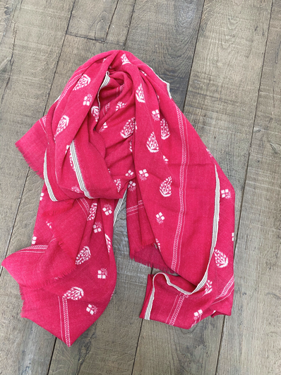 MOISMONT Stamp Print Scarf in Hot Pink