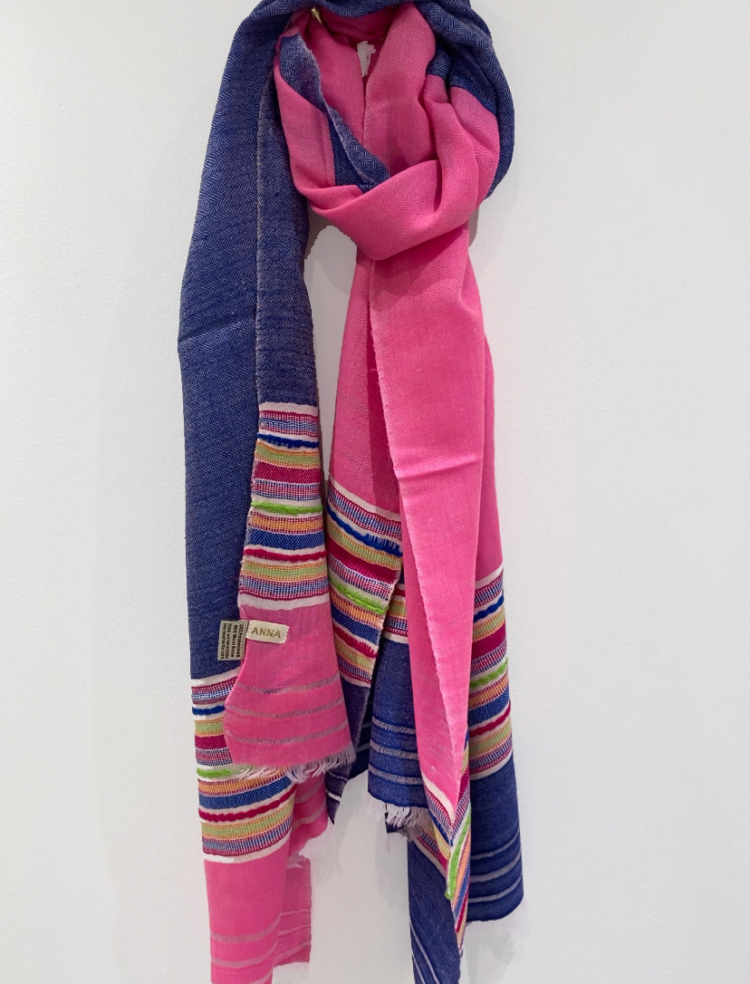ANNA 5206 Himalaya Scarf in Pink and Blue