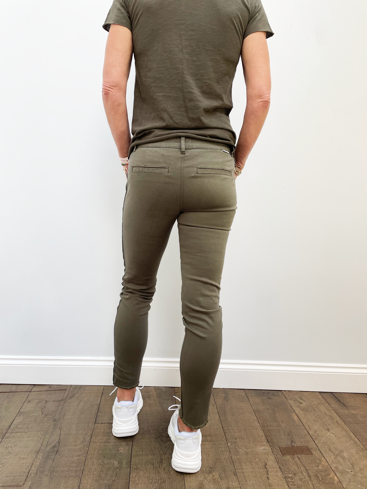 FIVE Cathy Cigarette Pant With Braid in Ivy Green